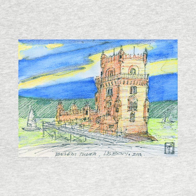 Belém Tower sketch on canvas by terezadelpilar